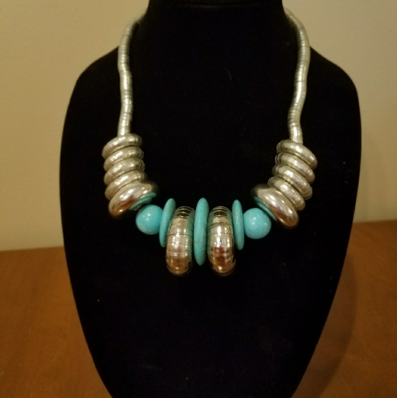 Silver and turquoise necklace - Picture 1 of 3
